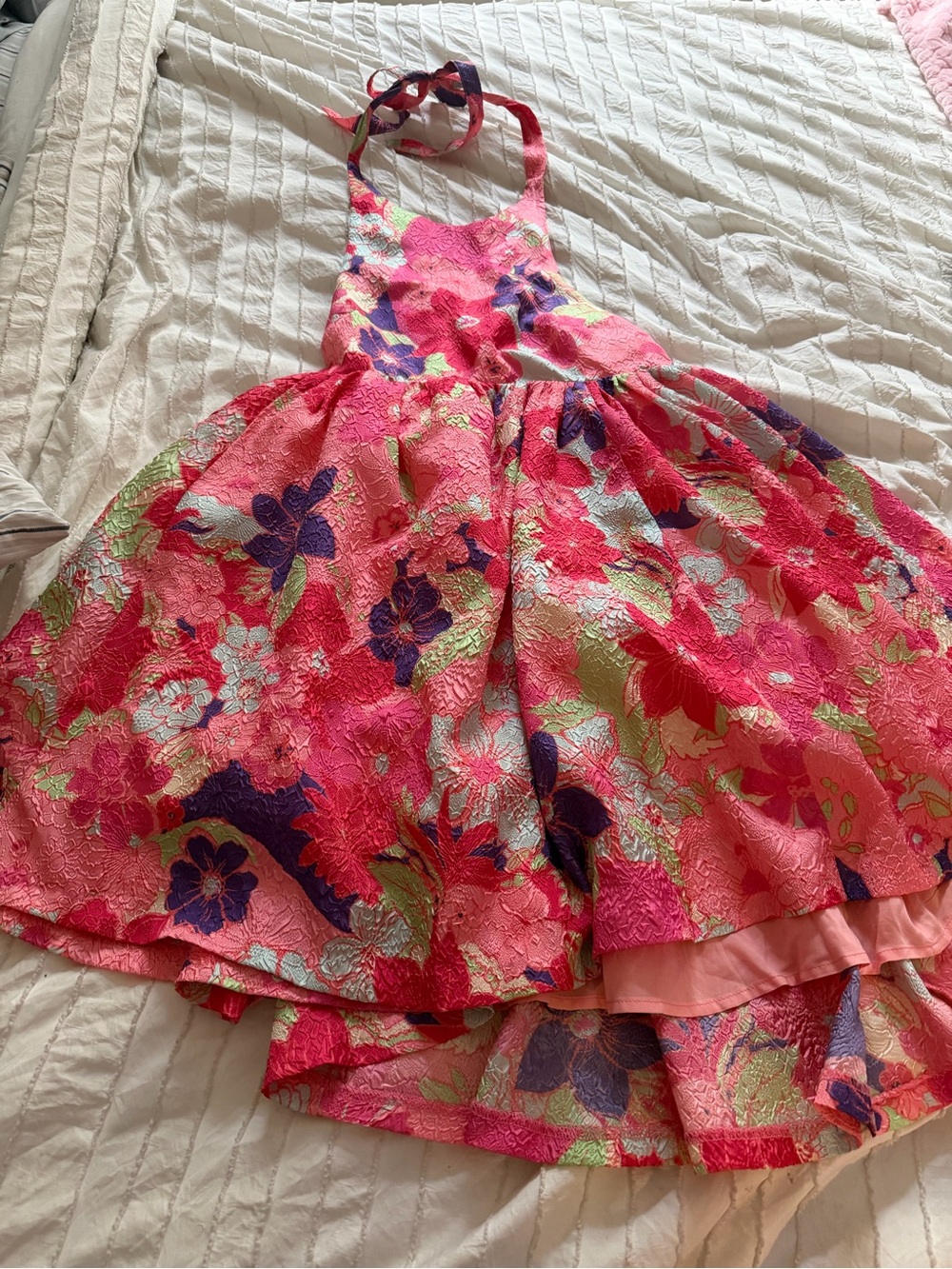 Free People Coral Pink Lined Floral Dress